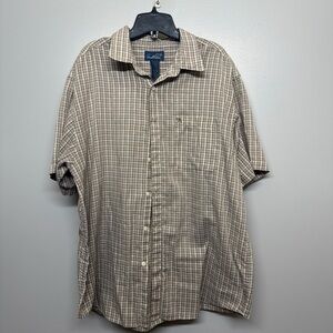 Arnold Palmer Casual Corner Men's Beige Plaid Button Down Shirt